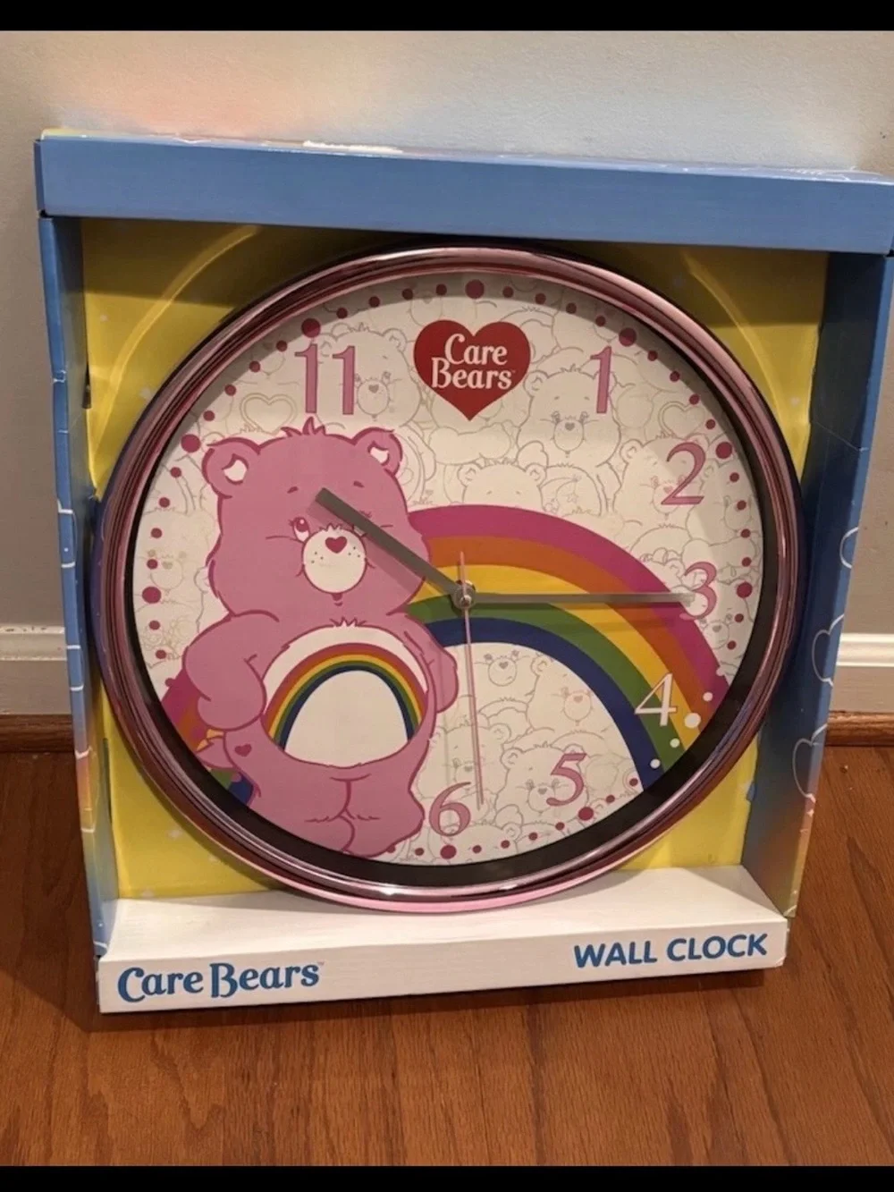 Care Bears Pink Rainbow Heart Logo Wall Clock